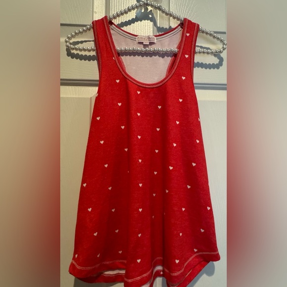 PJ Salvage tank top - red orange w/white hearts - small - gently used. BOGO - Picture 2 of 6